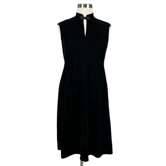 Ralph Lauren Women's Cocktail Dress Size 14 Black Velvet Sleeveless A-Line Midi - Picture 1 of 11